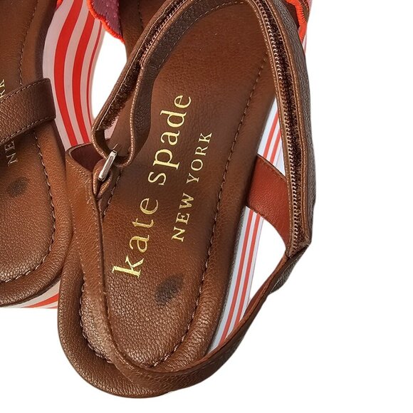Kate Spade Womens High Rise Spade Wedges, Striped, Platform, Leather, Size 7.5 - Picture 10 of 11